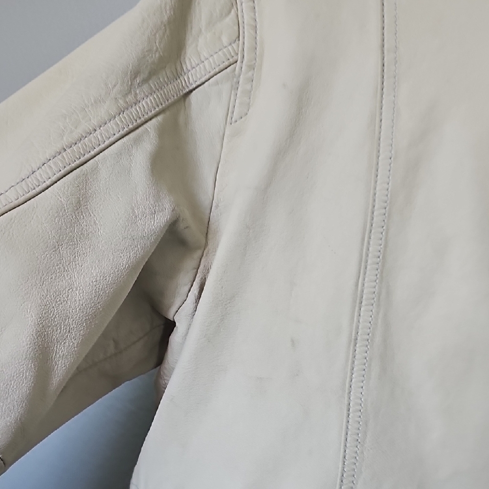 GAP Vintage Women's Beige Leather Button Up Jacket Large - Picture 13 of 13